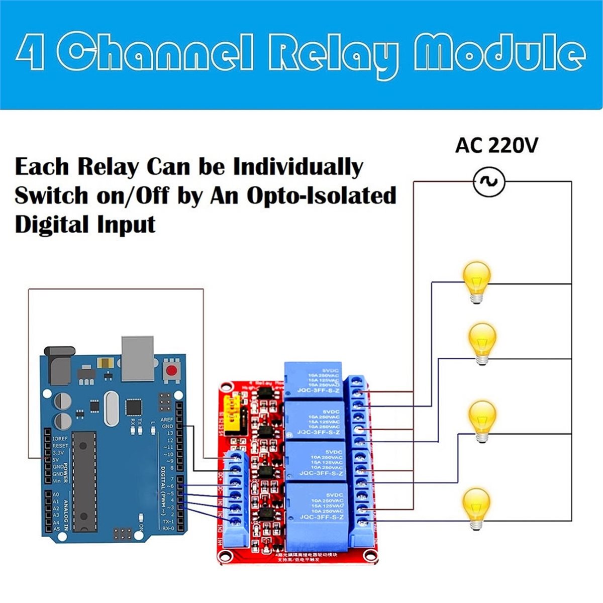 A49T 4 Channel Relay Module 5V - đánh giá và giá Relay Module 5V