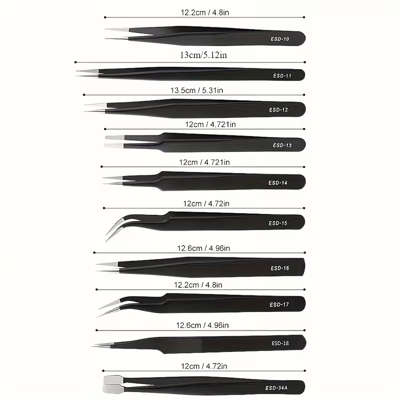 10Pcs ESD Anti‑Static Tweezers - đánh giá và giá Diy Elektronic